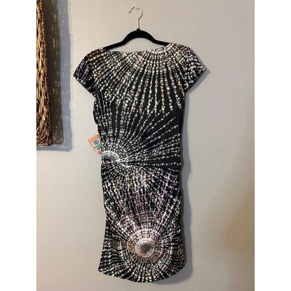 Ali Ro Nordstrom Dress 8 Stars Stretch Silk Short Sleeve Colorburst NWT $250 - Picture 5 of 9